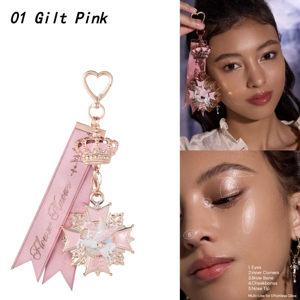FlowerKnow Bunny Garden Cupid Sweetie Bear Face Powder with Blush Highlighter Pendant Long Lasting Portable Makeup Decoration