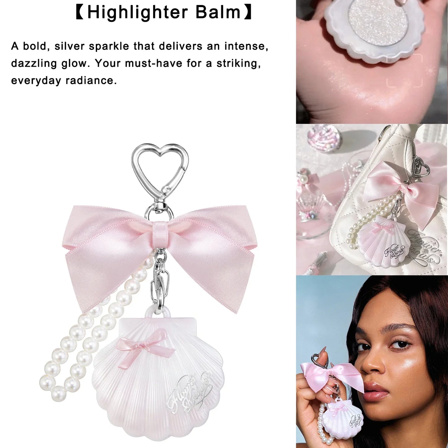 FlowerKnow Bunny Garden Cupid Sweetie Bear Face Powder with Blush Highlighter Pendant Long Lasting Portable Makeup Decoration