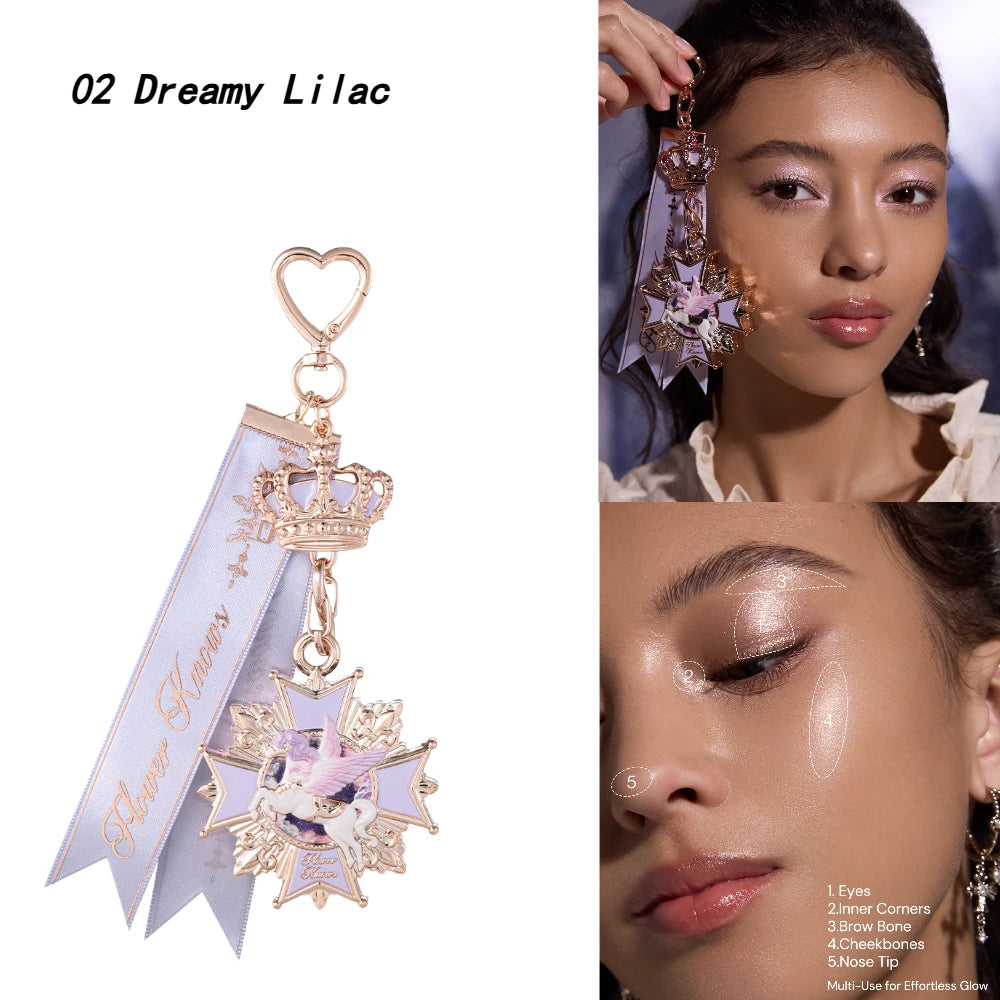 FlowerKnow Bunny Garden Cupid Sweetie Bear Face Powder with Blush Highlighter Pendant Long Lasting Portable Makeup Decoration