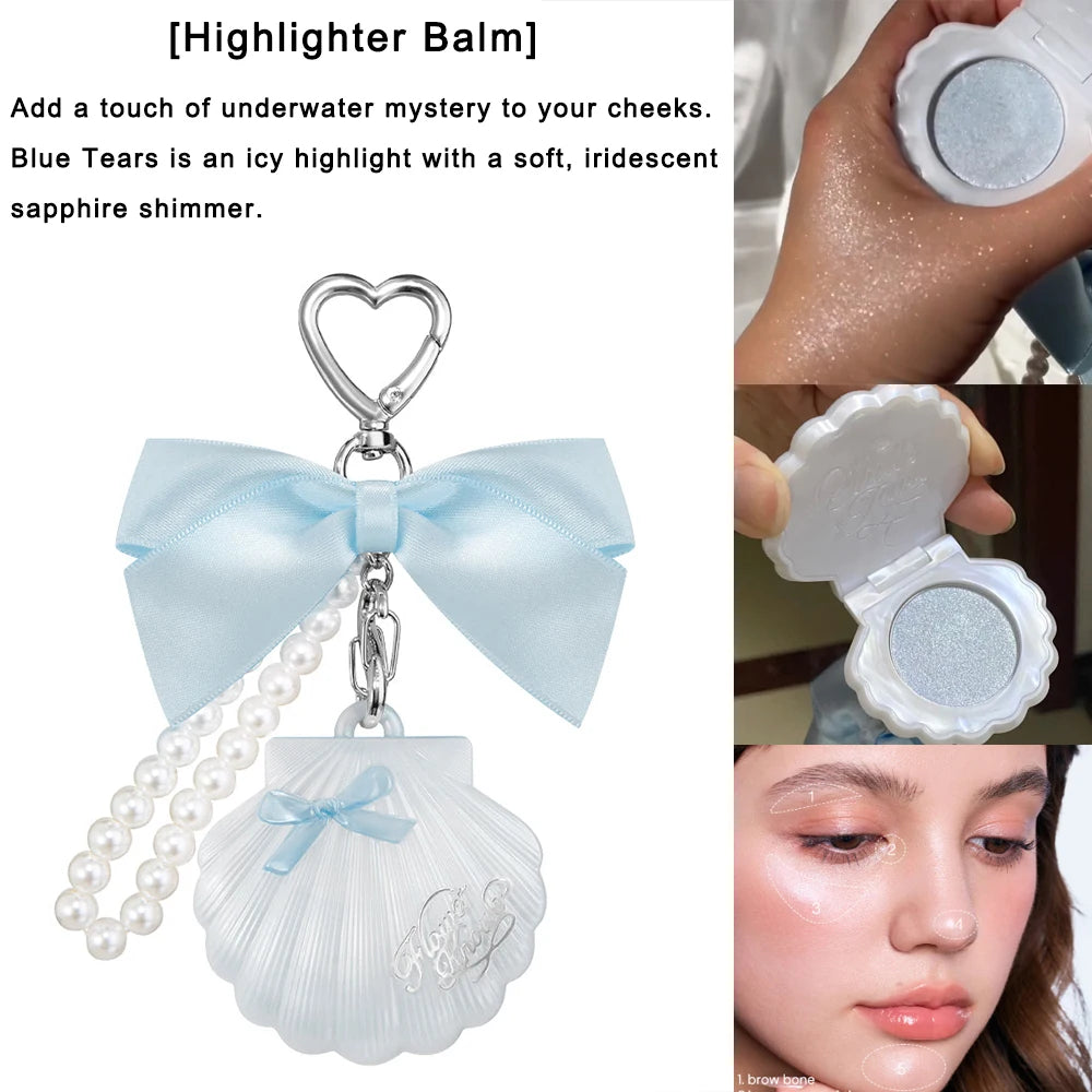 FlowerKnow Bunny Garden Cupid Sweetie Bear Face Powder with Blush Highlighter Pendant Long Lasting Portable Makeup Decoration