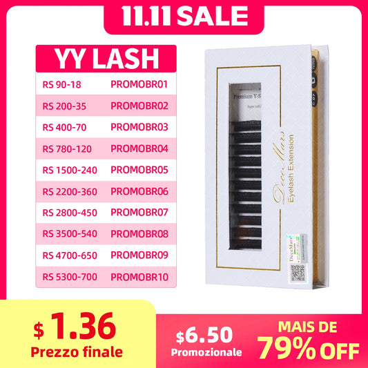 DeceMars YY Shape  Black Brown Eyelashes Extensions Two Tip Lashes C/D Curl  High Quality  Idividual